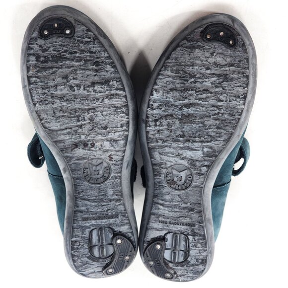MEPHISTO Nyna Nubuck Leather Mary Jane Shoes Flats Hook & Loop Blue - Picture 8 of 8